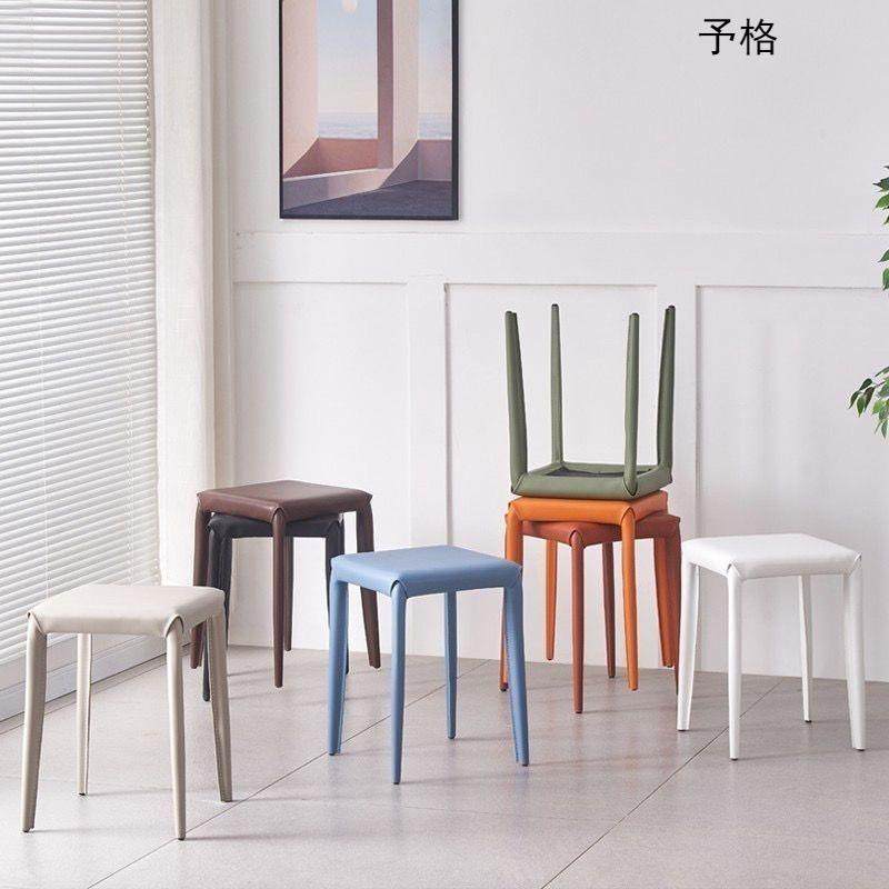 现代简约餐椅矮凳时尚家用凳子可摞叠马鞍皮餐凳网红梳妆餐桌椅,淘宝优惠券,粉丝福利购,淘宝优惠卷