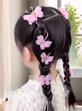 2025新款儿童蝴蝶珍珠编发链