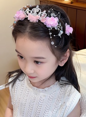 女童皇冠花朵丝带发箍
