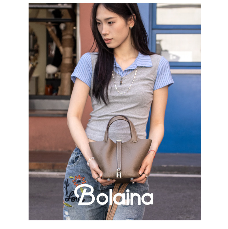 铂莱娜包包女全钢五金手缝蜡线手提包菜篮子包真皮水桶包时尚女包,淘宝优惠券,粉丝福利购,淘宝优惠卷