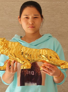 大号金钱豹老虎办公室博古架装饰品前台收银台业送礼品