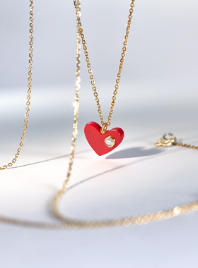 力量钻石【在你心上】14K金黄金项链培育钻心形圣诞节新年礼物