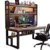Home desk with bookshelf integrated desktop computer table student writing small apartment study table hole board