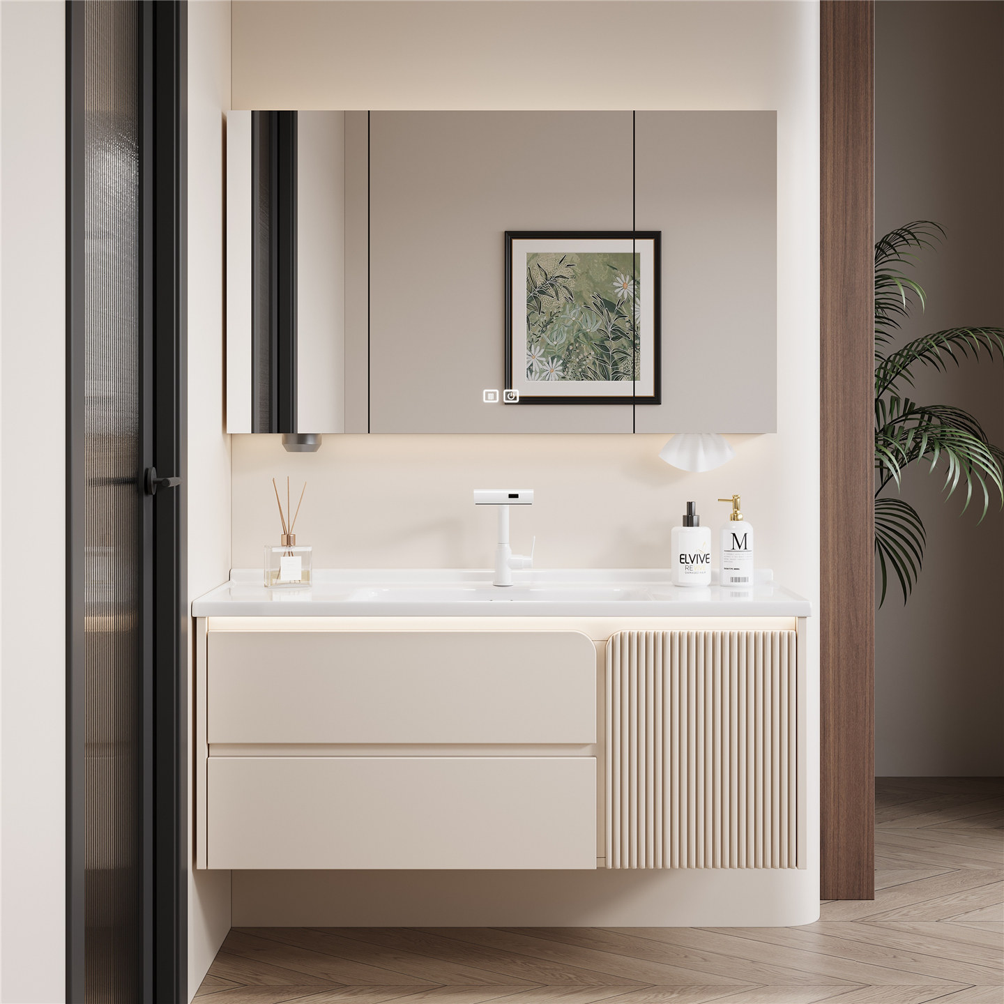 法恩莎奶油风铝合金浴室柜陶瓷一体卫生间洗漱台洗脸洗手盆柜组合,淘宝优惠券,粉丝福利购,淘宝优惠卷