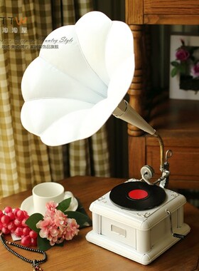 欧式压纹铁艺复古大喇叭留声 个性咖啡厅书房装饰品