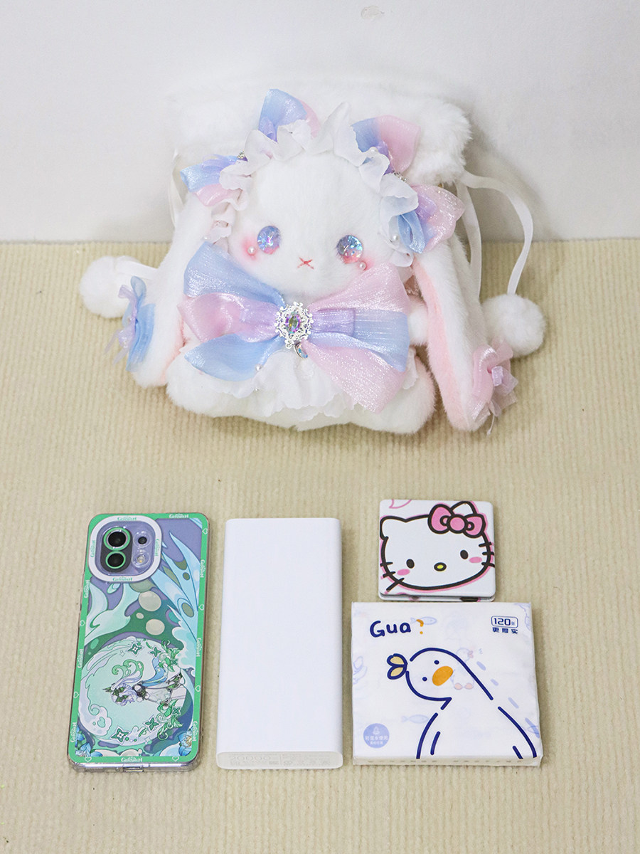 熊兽星球 梦境水桶兔包 Lolita手作兔包抽绳斜跨可双肩大容量可爱,淘宝优惠券,粉丝福利购,淘宝优惠卷