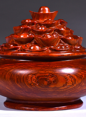 梨木雕刻聚宝盆红木工艺品家居聚宝盆装饰店铺业礼品赠品