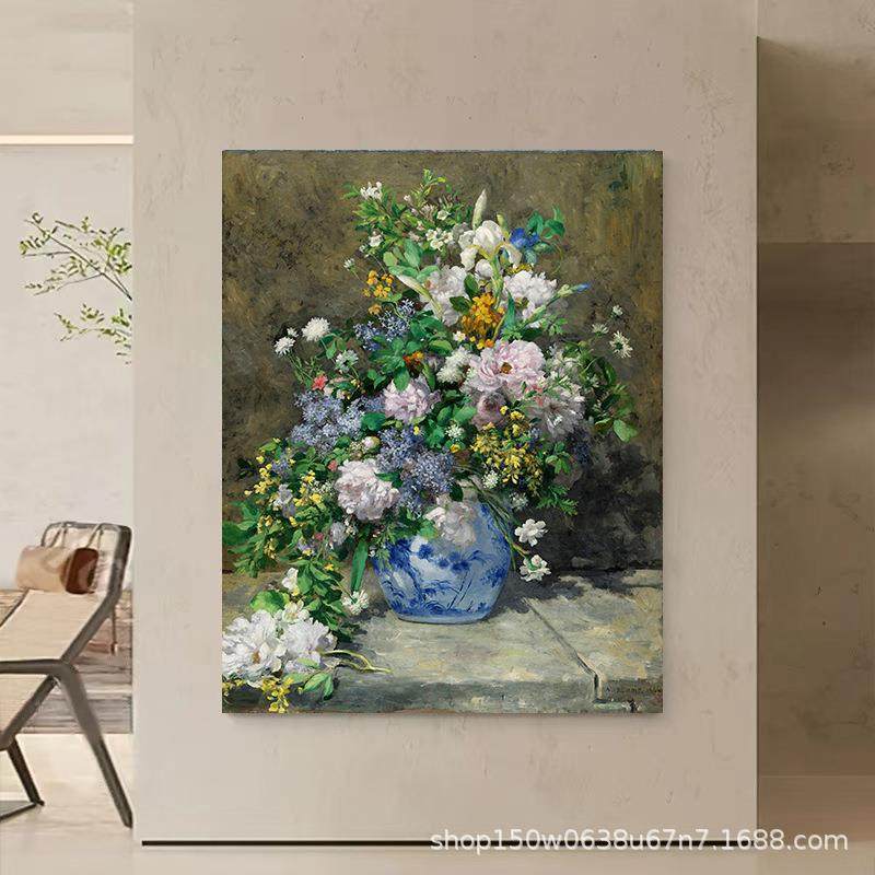 春之花束雷诺阿油画微喷壁画客厅卧室沙发背景装饰画简约花卉挂画,淘宝优惠券,粉丝福利购,淘宝优惠卷