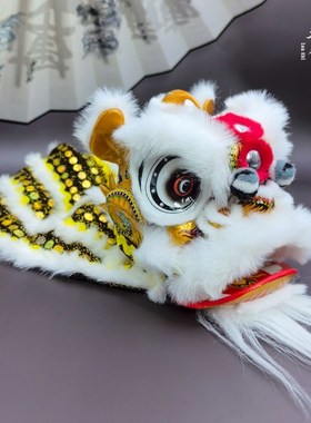 国潮醒狮舞狮非遗创意手工迷你老夫子狮招财家居饰品业送礼