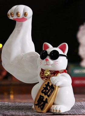 劫财猫大力肌肉前台朋友开店开业物实用收台摆件