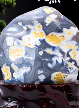 加斯加玛瑙天然蓝玉髓奇石观赏石头