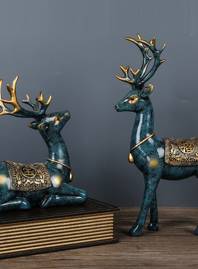 创意欧式招财梅鹿麋鹿客厅玄关酒柜装饰家居饰品