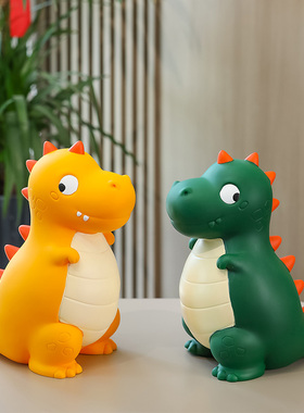 爱卡通家居小恐龙搪胶储存罐儿童房装饰品卧室小摆设男