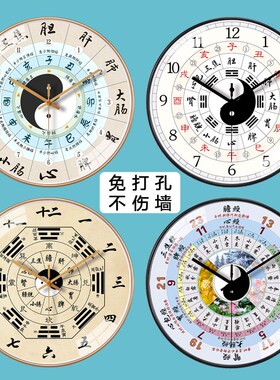 子午流注钟表中医养生时钟十二时辰静音客厅小时院挂钟