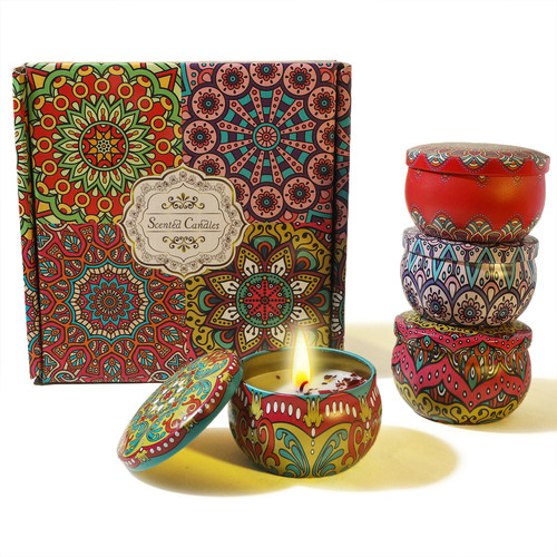 4个装礼盒套装 香薰干花蜡烛客厅卧室熏香持久礼盒浪漫摆件伴手礼 - 图0