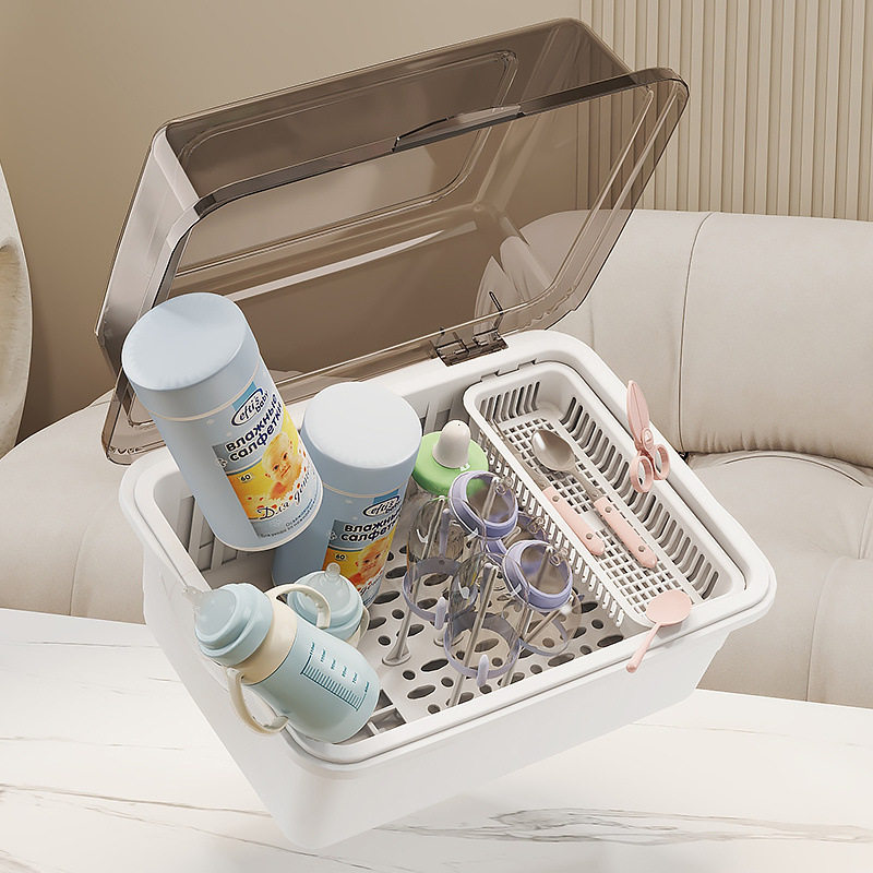 防尘带盖宝宝餐具沥水架新生儿辅食奶粉收纳盒婴儿用品奶瓶收纳箱,淘宝优惠券,粉丝福利购,淘宝优惠卷