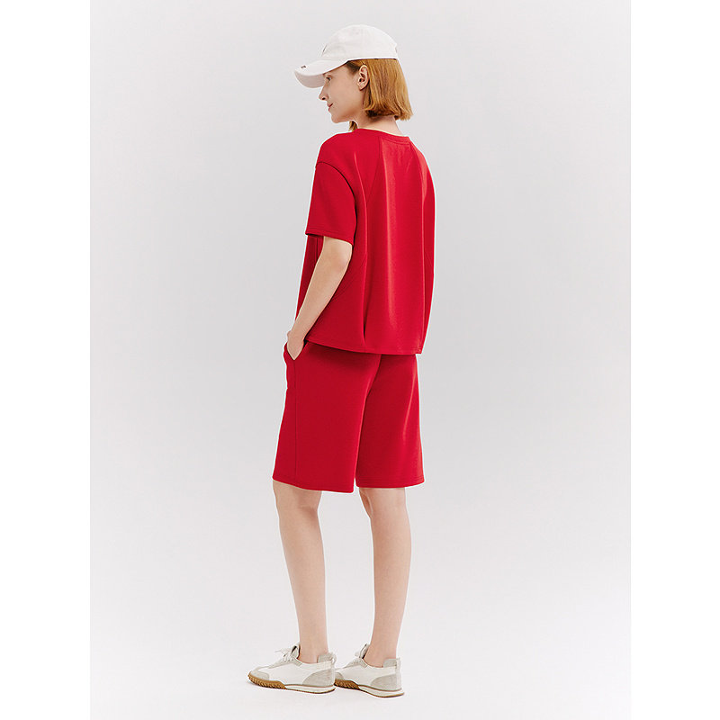 十二篮26春新款中国红柔软透气抽绳针织短裤女休闲时尚五分运动裤,淘宝优惠券,粉丝福利购,淘宝优惠卷