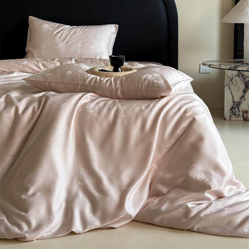 轻奢100支兰精天丝四件套夏季凉感提花冰丝被套床单丝滑床上用品4,淘宝优惠券,粉丝福利购,淘宝优惠卷