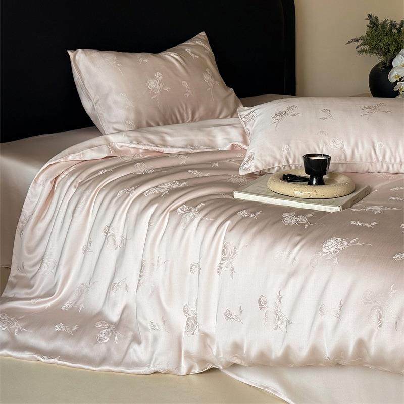 轻奢100支兰精天丝四件套夏季凉感提花冰丝被套床单丝滑床上用品4,淘宝优惠券,粉丝福利购,淘宝优惠卷