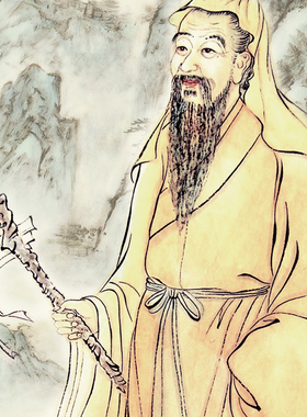 药王孙思邈跨虎图卷轴画药店诊所挂画中医养生馆装饰丝绸画