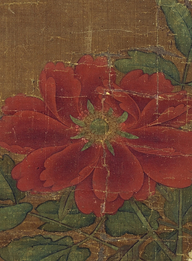 赵昌五色牡丹传统工笔重彩鸟画临摹范饰画艺术绢布画心