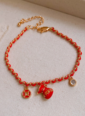 2026马年本命年可爱小马红绳手链