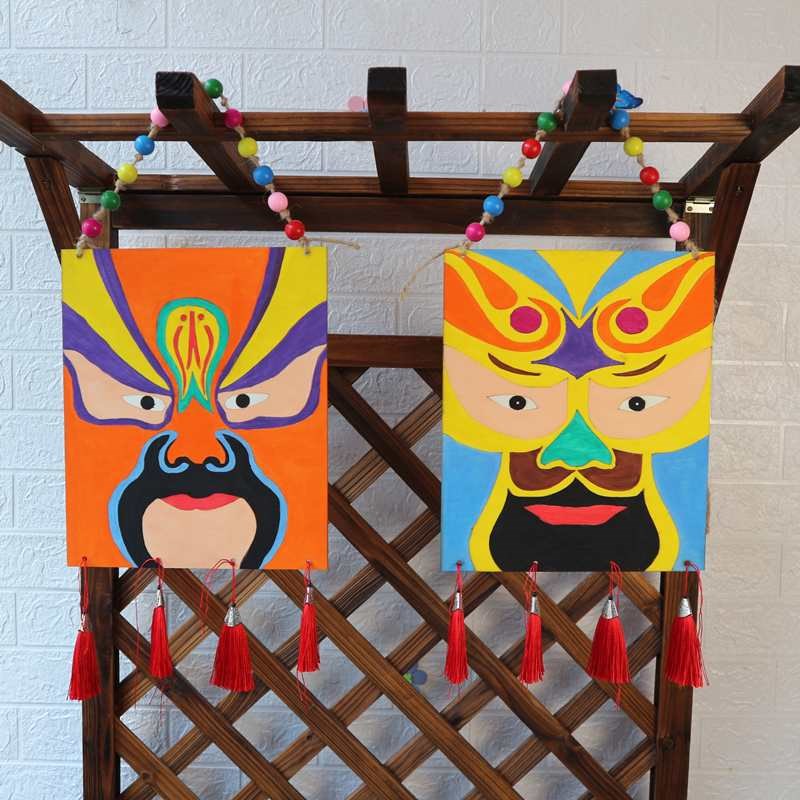 儿童自制戏曲古风挂饰材料包幼儿园亲子活动京剧脸谱diy手工制作 - 图2