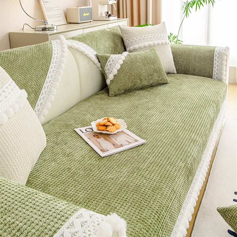 沙发垫法式奶油风防滑四季通用布艺沙发罩巾坐垫子毛球边,淘宝优惠券,粉丝福利购,淘宝优惠卷