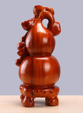 黄花梨木雕福禄大葫芦摆件实木质客厅家居装饰红木送礼工艺品礼品