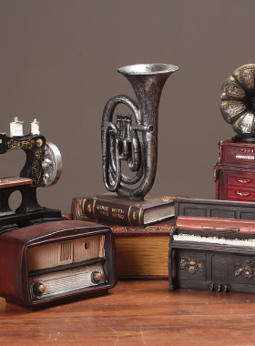 创意复古做旧欧式老式收音客厅 咖啡厅酒柜装饰品摆设