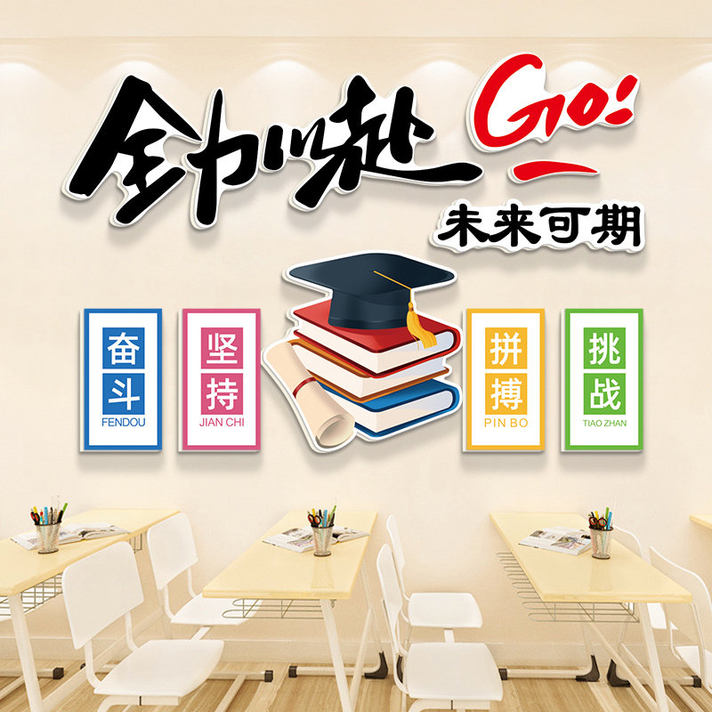 觉醒年代全力以赴励志墙中考布置学习标语高考教室装饰文化墙,淘宝优惠券,粉丝福利购,淘宝优惠卷