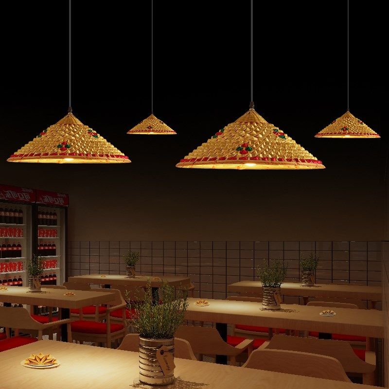 竹编斗笠吊灯复古草帽竹艺灯罩民宿藤编草编东南亚侘寂风茅草灯具,淘宝优惠券,粉丝福利购,淘宝优惠卷