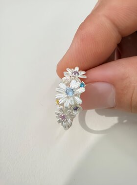 春花烂漫韩系雏菊立体拉丝食指戒