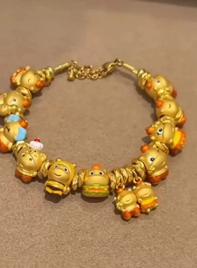 梦中情噜~卡通可爱满串水豚噜噜手串转运珠手链金色手链新年手饰