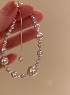 法式极简不规则珍珠手链叠戴高级感温柔时尚百搭气质女串珠手链