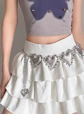 银色爱心腰链2025新款夏季配裙子腰带女高级感配饰ins风金属链条