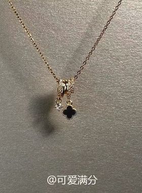 【暮色悸动】中古金色花朵满钻跑环项链复古小香风精致锁骨链女