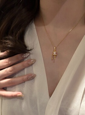 Vintage复古新中式满钻四叶花项链轻奢时尚宫廷百搭高级感锁骨链