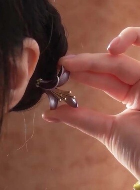 新中式兰花发簪女古风精致盘发簪子现代简约发钗高档发饰妈妈礼物