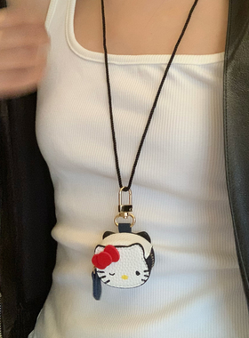 可爱Kitty包包长款挂脖项链女高级感卡通皮质包包挂件钥匙扣配饰