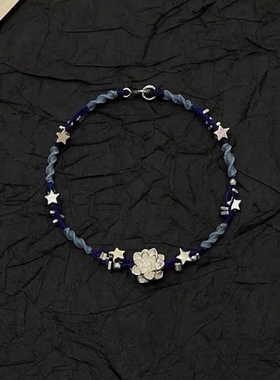 「幽蓝莲蒂」新中式莲花克莱因蓝编绳手链清冷感民族风高颜值手饰