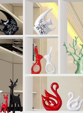 家居饰品创意现代电视柜酒柜小摆件玄关客厅陶瓷办公室装饰品