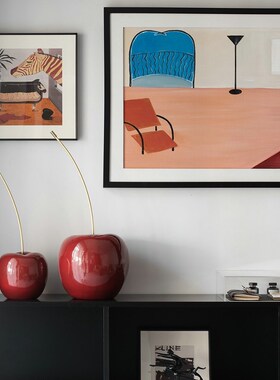 设计师严选样板房间客厅白色恋电视柜酒柜抽象艺术软装饰品