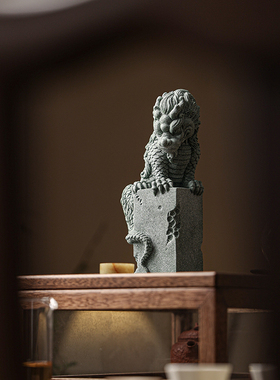 鱼缸造景创意盘龙青石家居茶宠卧龙国潮复古送礼装饰