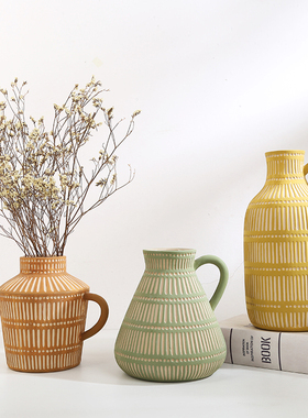 创意欧式in陶瓷花瓶摆件办公室样品房家居装饰鲜花插花器工艺品