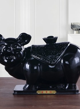 红色陶瓷猪摆件大号可爱猪创意家居办公室装饰生肖招财元宝猪