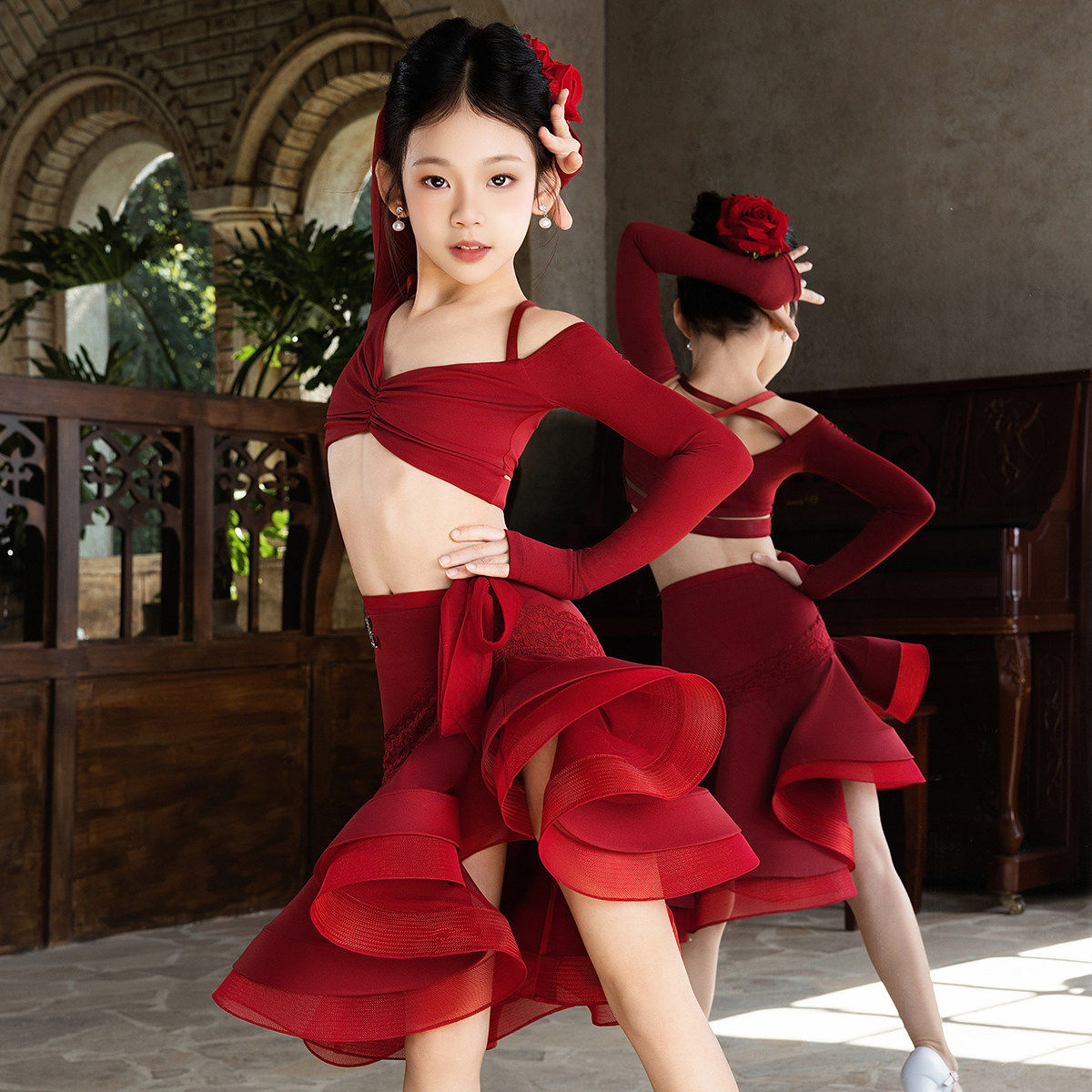 美辰拉丁舞服【吉普赛女郎】女童练功服高级感演出服大裙摆鱼骨裙,淘宝优惠券,粉丝福利购,淘宝优惠卷