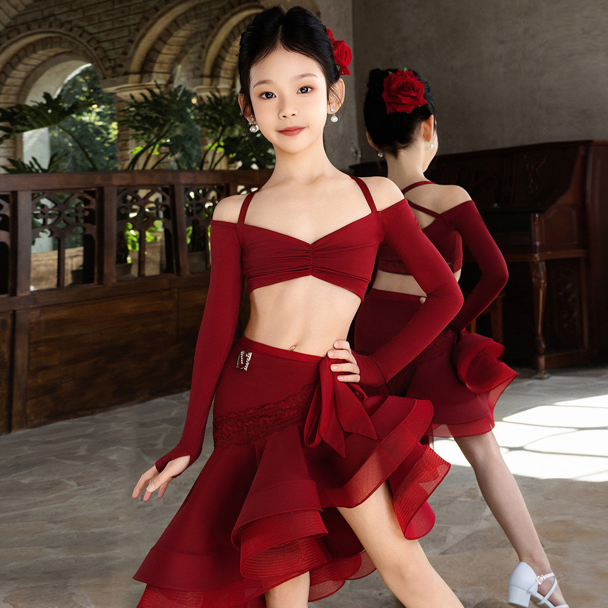 美辰拉丁舞服【吉普赛女郎】女童练功服高级感演出服大裙摆鱼骨裙,淘宝优惠券,粉丝福利购,淘宝优惠卷