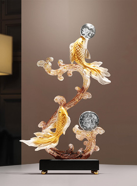 中式年年有余入户玄关摆件客厅轻奢高档电视柜酒柜装饰品乔迁礼物