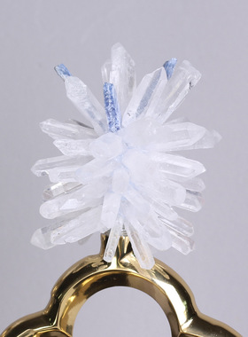 新中式软装黄铜四叶花水晶摆件客厅酒柜售楼处玄关装饰品乔迁礼品